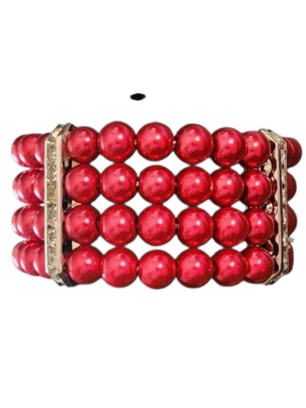 Burgundy Beaded Rhinestone Stretch Bracelet